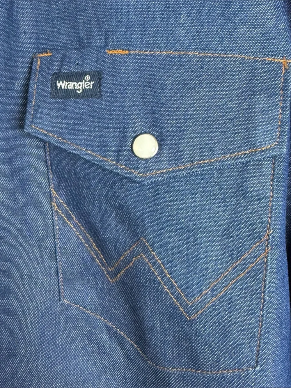 Wrangler Men’s Denim Western Pearl Snap Shirt Cowboy Core Ranchwear Sz XL Tall - Picture 3 of 11